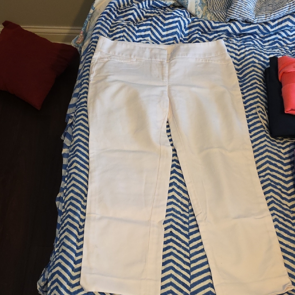 LOFT Cream Straight-Leg Trousers